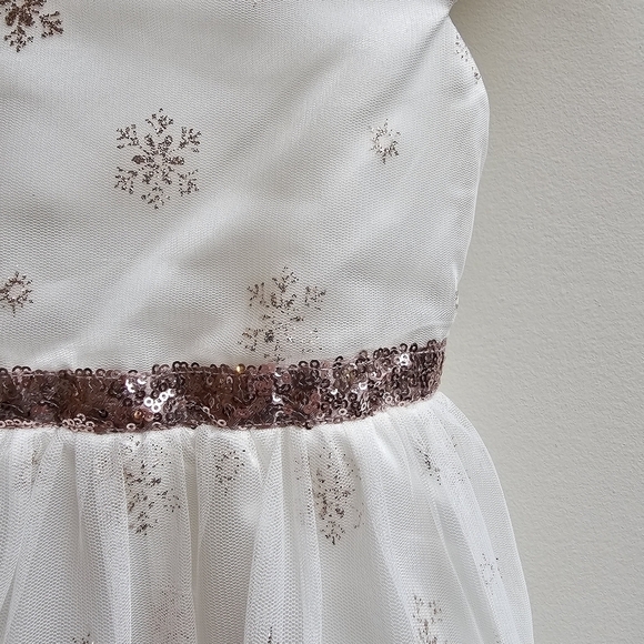 Jona Michelle Girl's Gauzy Tulle Snow Flake Sparkle Print Dress, Size 7 - Picture 4 of 11
